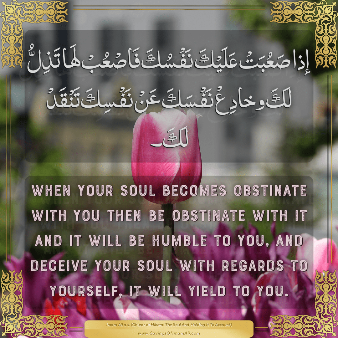 When your soul becomes obstinate with you then be obstinate with it and it...